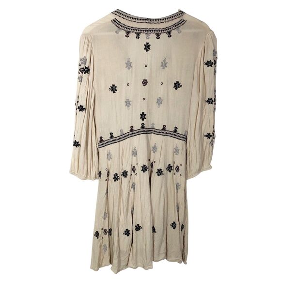 Free People Stargazer Mini Dress Beige Medium Embroidered Gauzy OB507864 - Picture 9 of 12